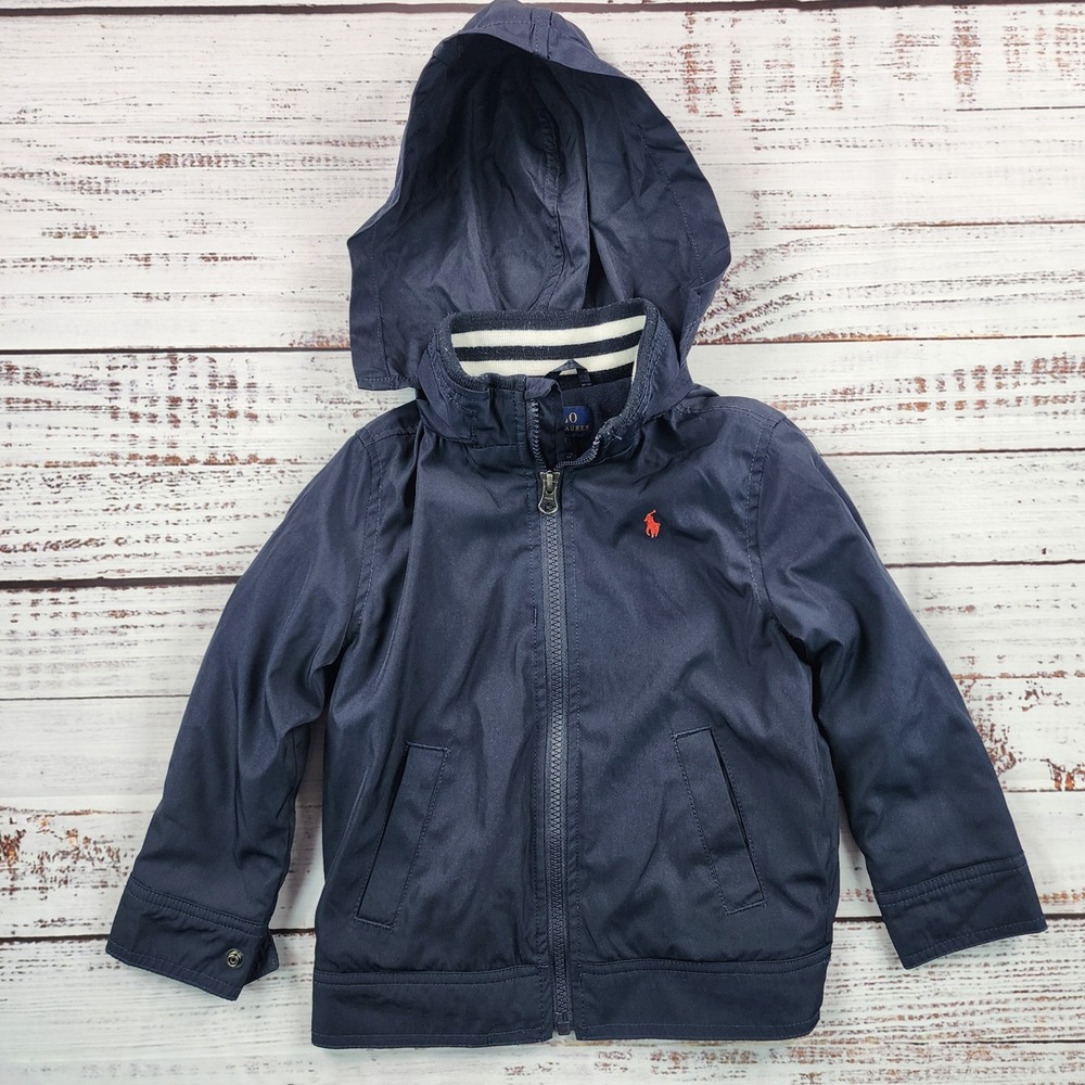 Polo‎ Ralph Lauren Toddler Kids 3T Navy Blue Hooded Windbreaker Jacket Zip Up